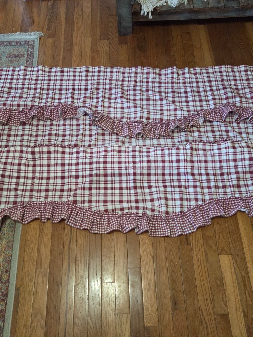 3  Croscill red plaid ruffle valances